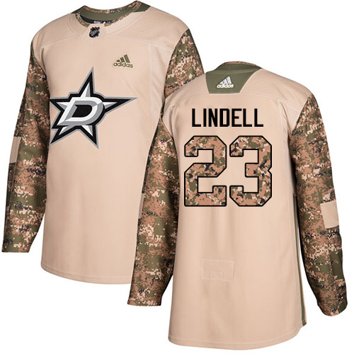 Adidas Stars #23 Esa Lindell Camo Authentic Veterans Day Stitched NHL Jersey